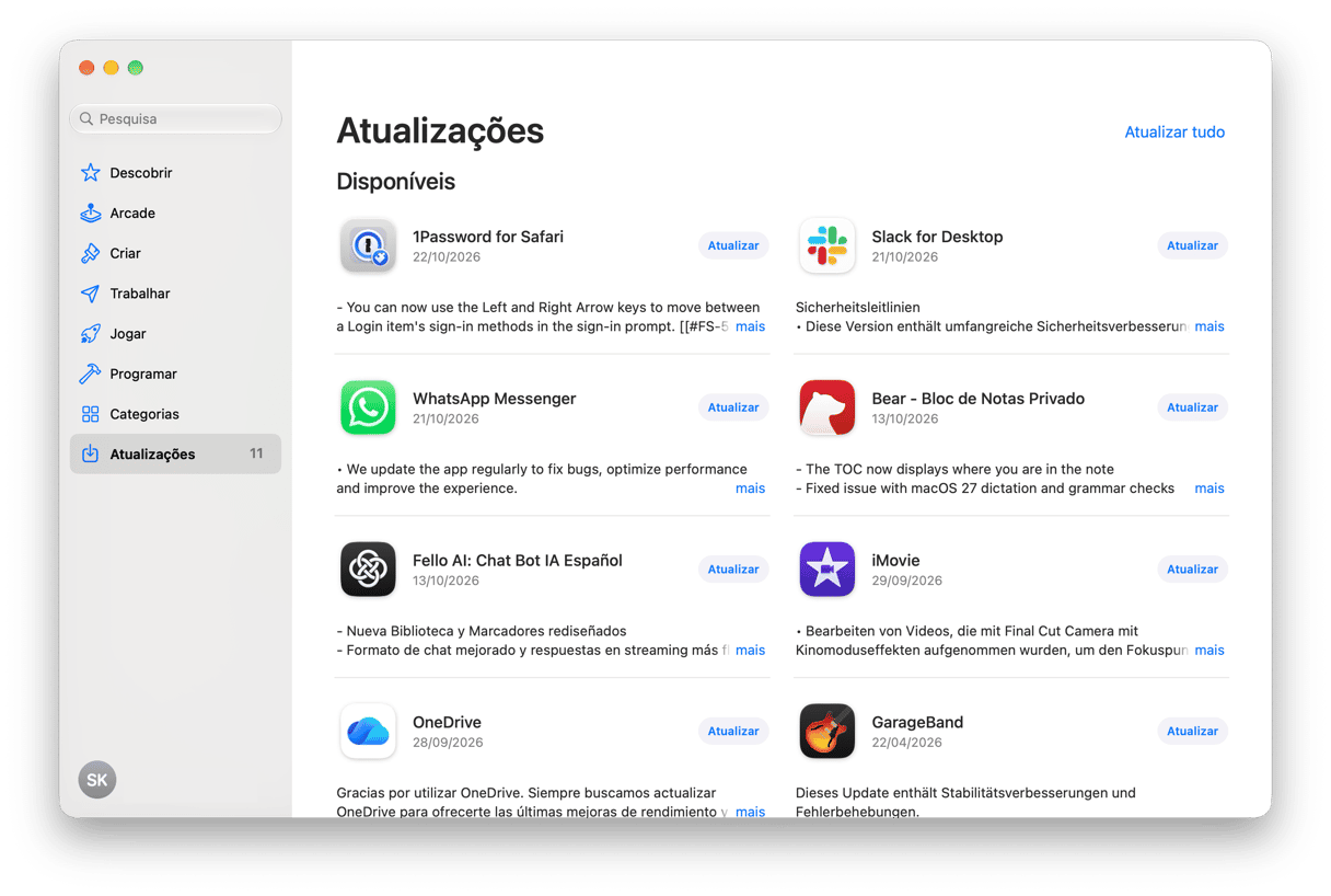Mac App Store Updates section