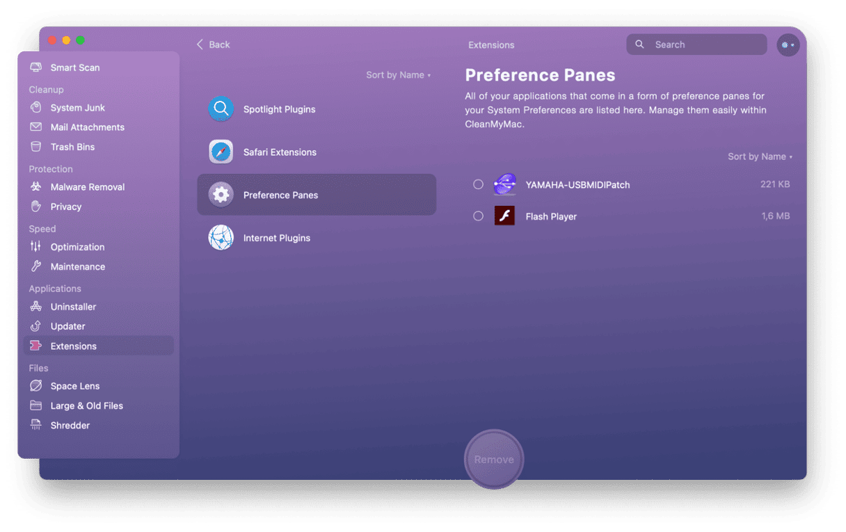 Preference panes tab