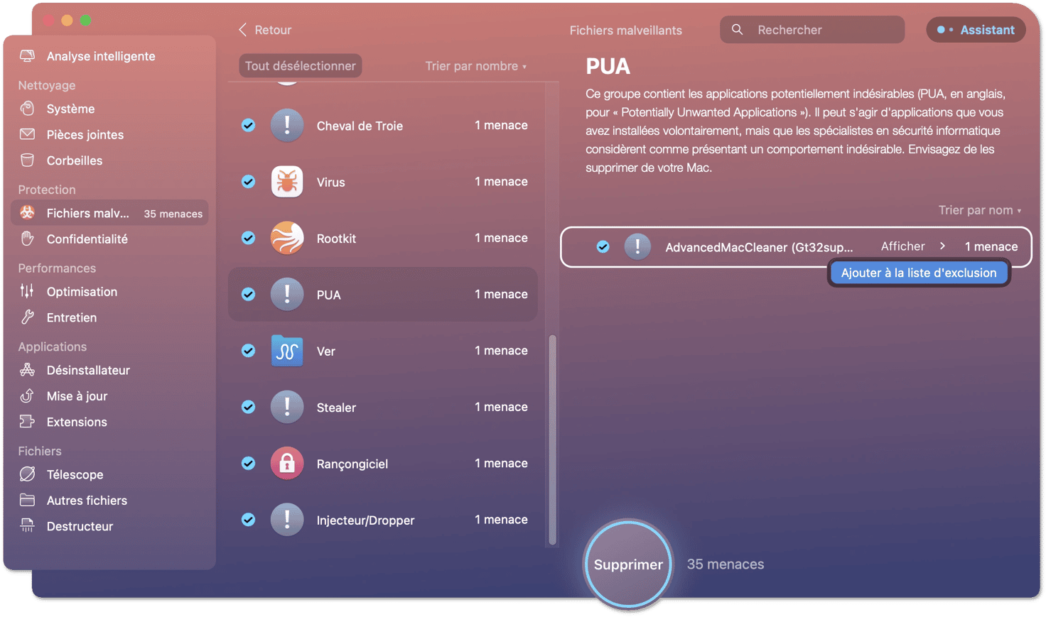 Adding apps to the ignore list